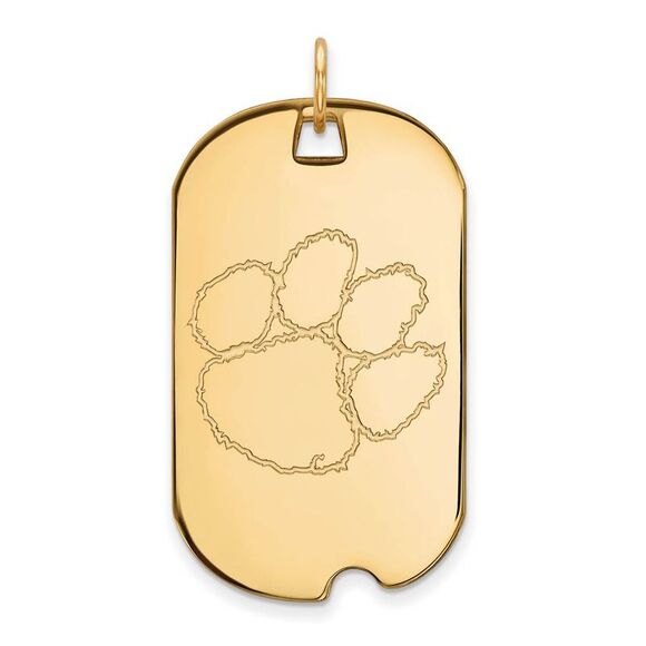14k Gold Plated Silver Clemson U Large Dog Tag Pendant